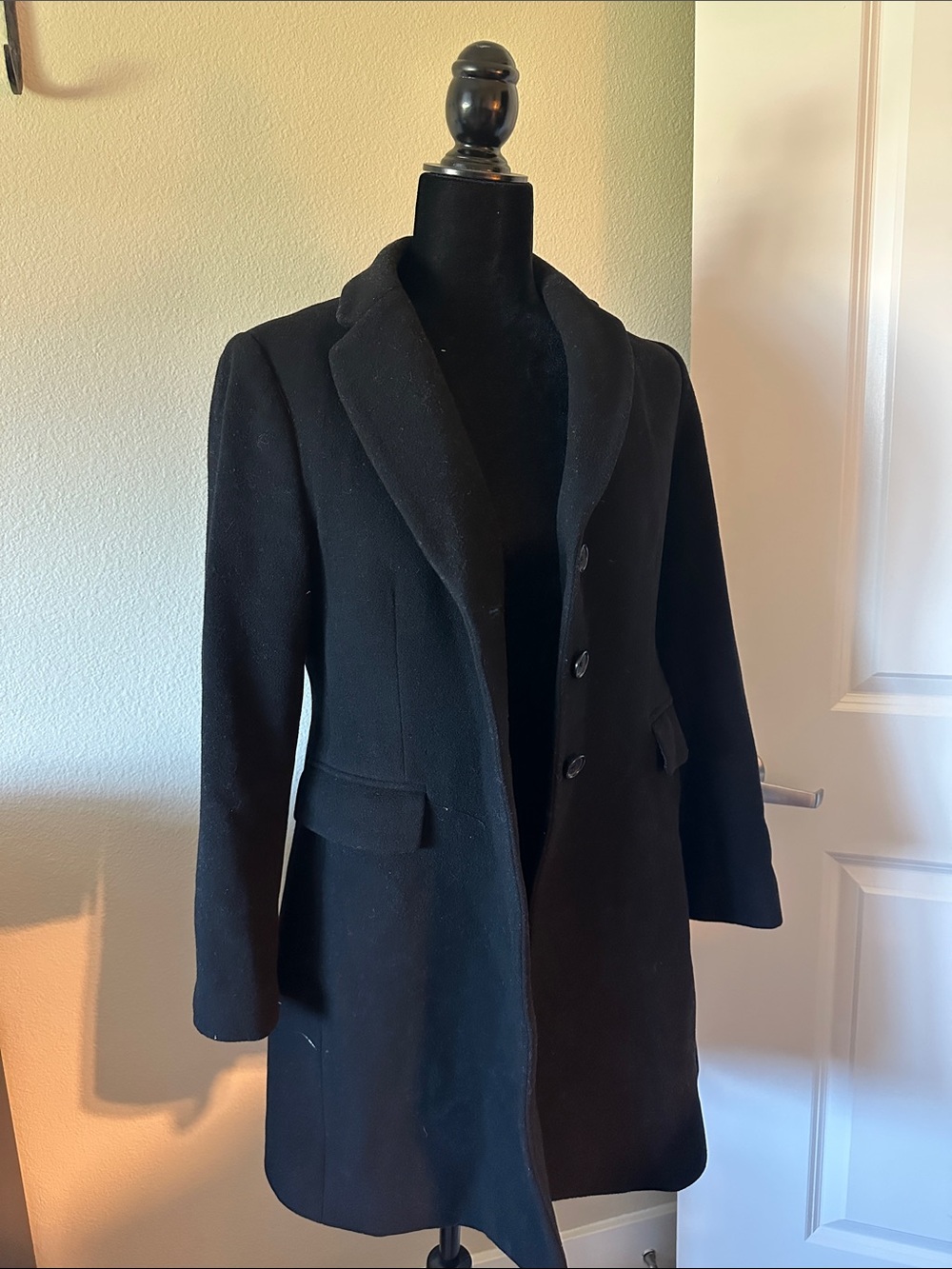 Banana Republic Black Wool-Blend Women's Single-Breasted Pea Coat Petite 2006